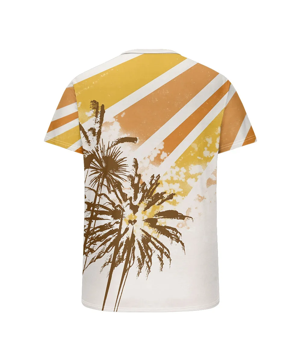 Men's Plus Size Daily Casual Yellow Striped Coconut Tree Print Henley Collar Button Short Sleeve T-Shirt sold by Biggmans product image thumbnail 5