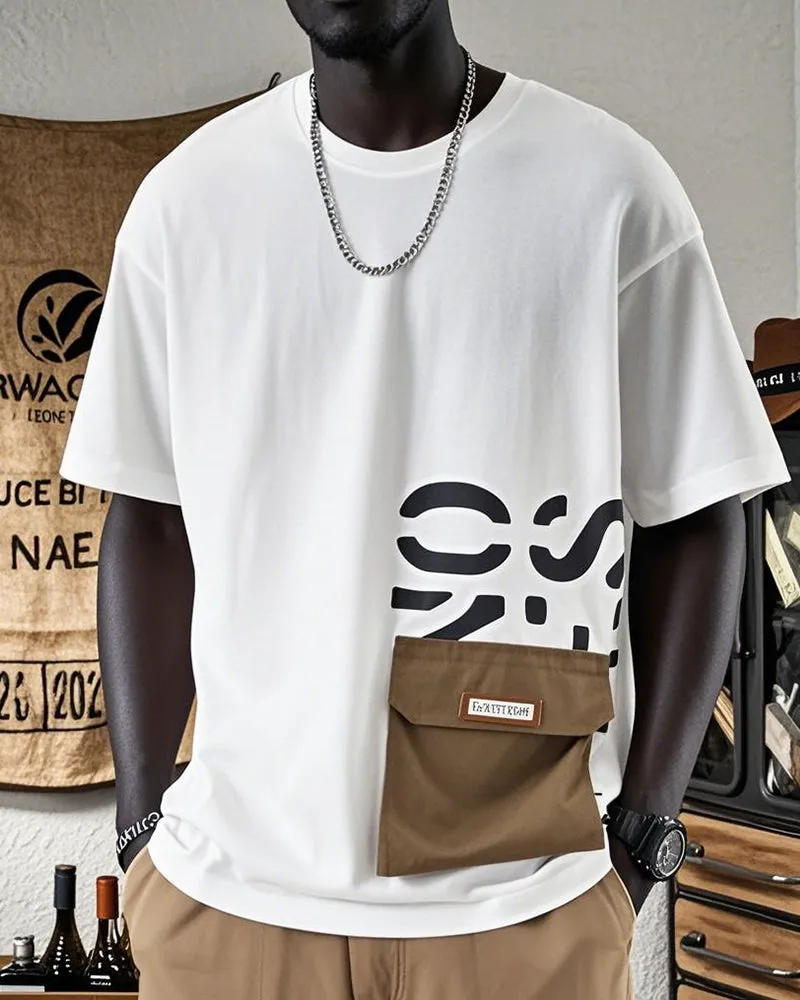 Big & Tall Men's Geometric Print Pocket Short Sleeve Cotton T-shirt M-5XL sold by Biggmans product image thumbnail 4