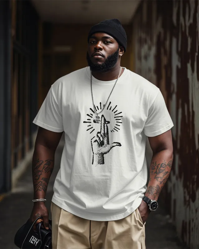 Big & Tall Men's Street Fashion Graffiti Smoke Point Printed Round Neck Short Sleeve T-Shirt sold by Biggmans