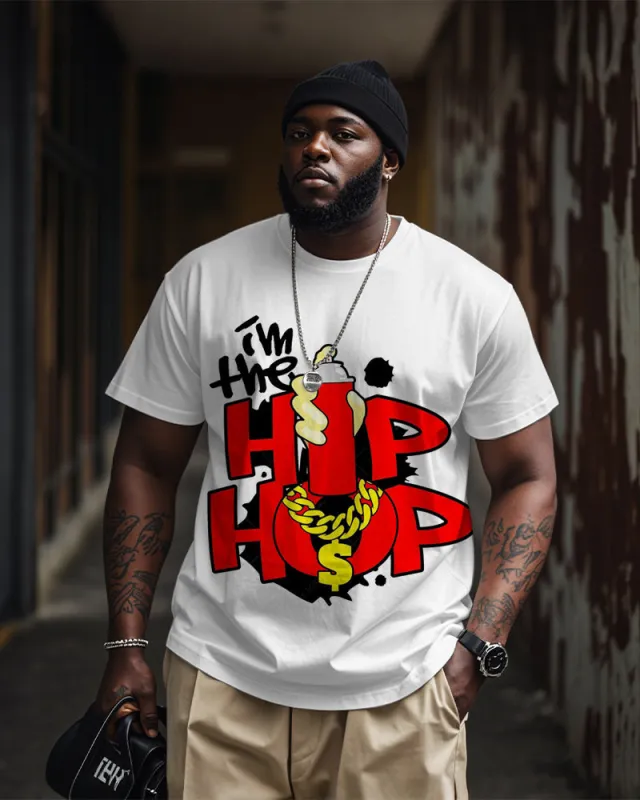 Big & Tall Men's Street Fashion Graffiti Hip-hop Printed Round Neck Short Sleeve T-Shirt sold by Biggmans