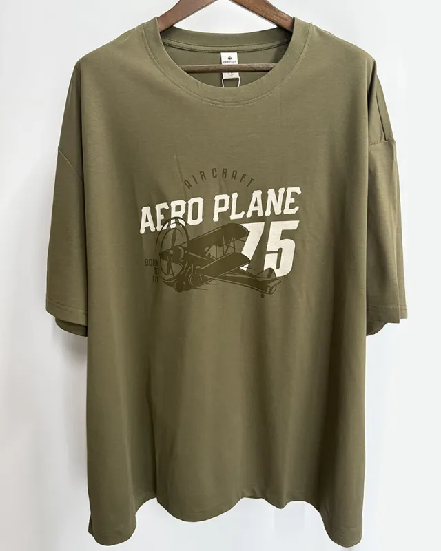 4XL-10XL Big & Tall Men's Daily Leisure Aircraft Letters Cotton Crewneck Short Sleeve T-Shirt sold by Biggmans