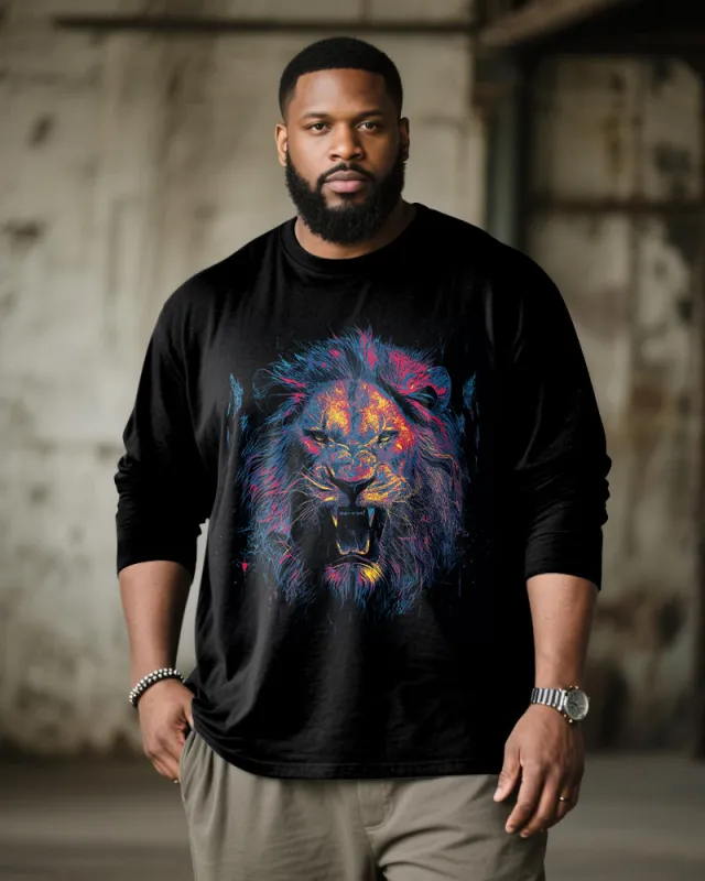 Big & Tall Men's Phantom Lion Print Long Sleeve Tee sold by Biggmans