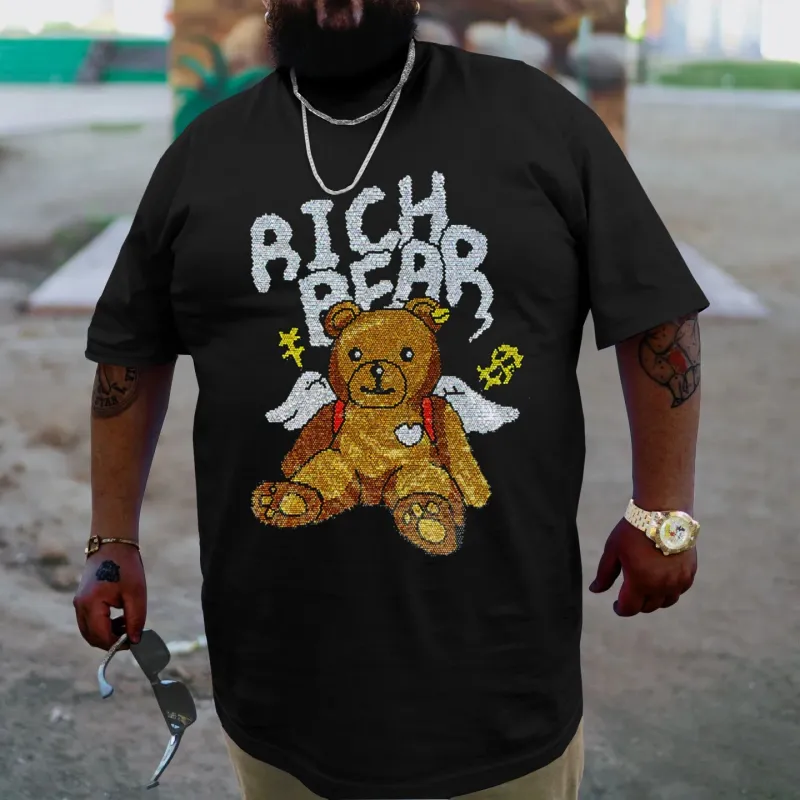Plus Size Black Rich Bear T-Shirt sold by Biggmans