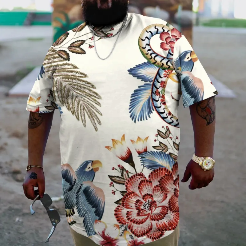 Men's Plus Size Sport Street Floral T-Shirt sold by Biggmans
