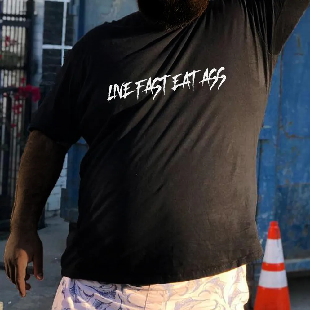 Men‘s Live Fast Eat Ass Printed Men's T-shirt sold by Biggmans