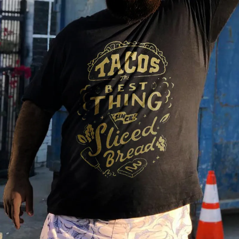 Men‘s Tacos The Best Thing Since Sliced Bread Printed Men's T-shirt sold by Biggmans
