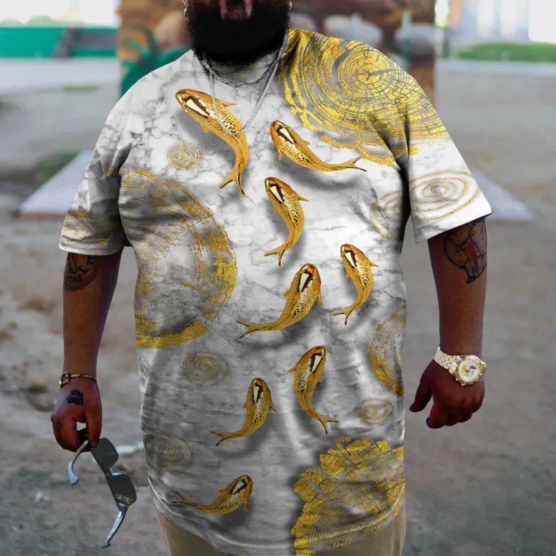 Men's Plus Size Goldfish Personalized Print T-Shirt sold by Biggmans