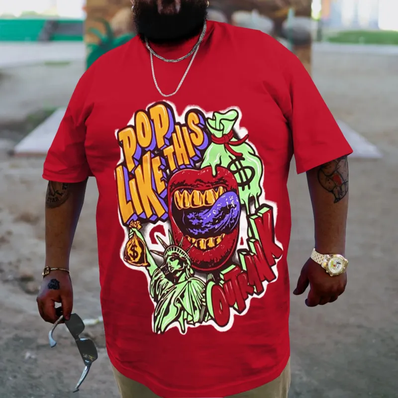 Plus Size Red Pop Like This T-Shirt sold by Biggmans