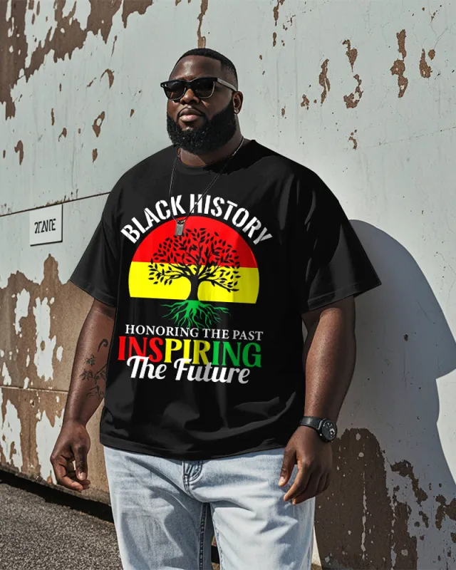 Men's Plus Size Black History Month Printed Round Neck Short Sleeve T-shirt sold by Biggmans