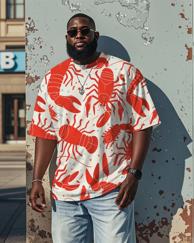 Men's Hawaiian Fashion Lobster All Over Printed Casual Short Sleeve T-shirts sold by Biggmans