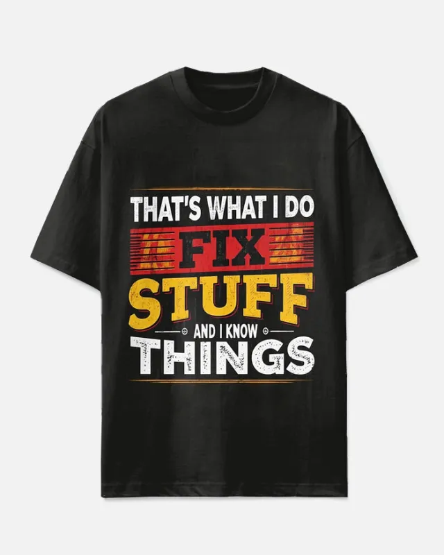 Men's Big & Tall Street Fashion Bold Letter FIX STUFF Printed Short Sleeve T-shirt sold by Biggmans