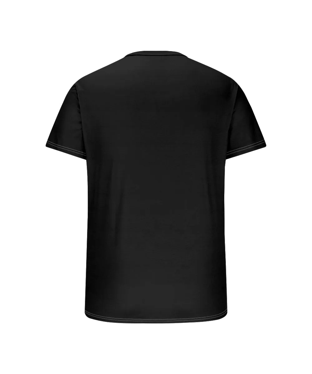 Men's Plus Size Daily Casual Black Bird Print Henry Collar Button Short Sleeve T-Shirt sold by Biggmans product image thumbnail 5