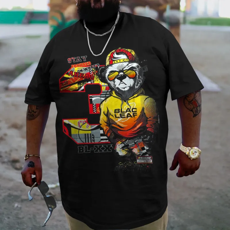 Plus Size Black Leaf T-Shirt sold by Biggmans
