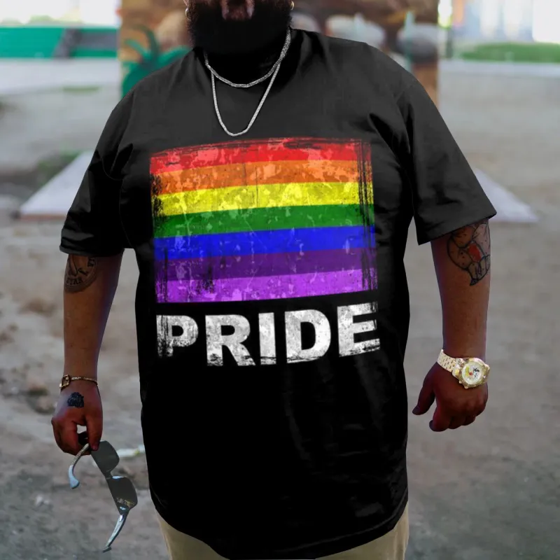 Men's Plus Size Pride love Rainbow Print T-Shirt sold by Biggmans