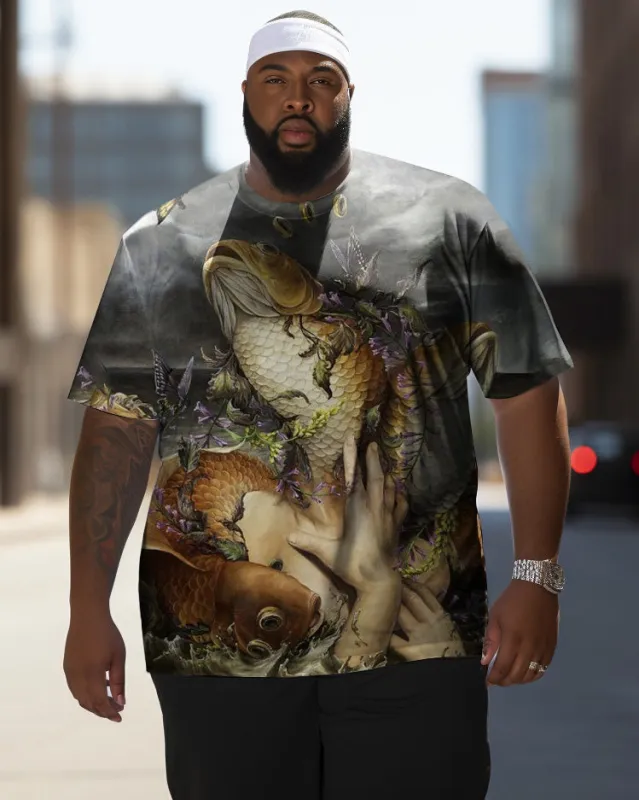 Men's Plus Size Retro Variation Mermaid Face Frog Short Sleeve T-Shirt sold by Biggmans