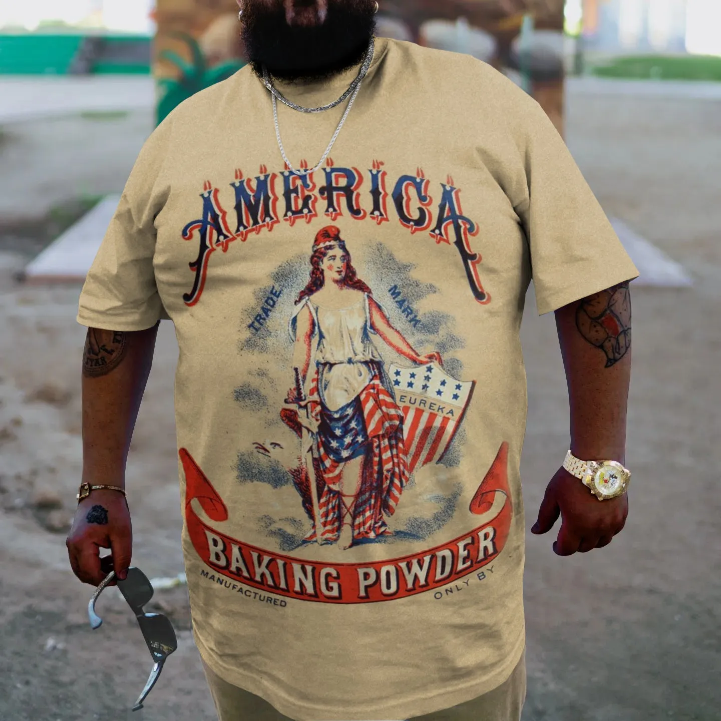 Plus Size Men's American Baking Powder T-Shirt sold by Biggmans product image thumbnail 2
