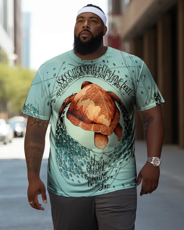 Men's Plus Size Art Turtle Ocean Short Sleeve T-Shirt sold by Biggmans