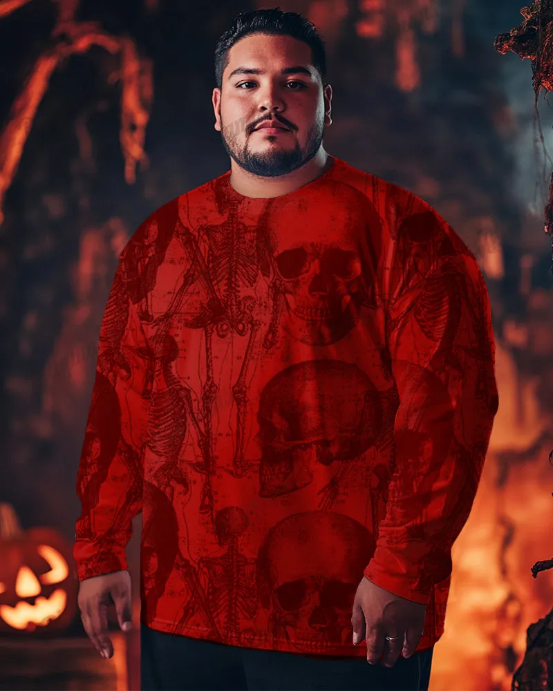 100% Cotton-Skull Continuous Print Men's Loose Plus Size Long Sleeve T-Shirt sold by Biggmans product image thumbnail 3