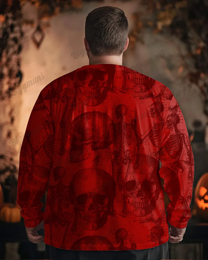 100% Cotton-Skull Continuous Print Men's Loose Plus Size Long Sleeve T-Shirt sold by Biggmans product image thumbnail 4