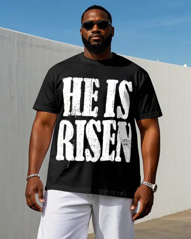 Men's Plus Size Casual Chest "rise" Printed Short Sleeve T-shirt sold by Biggmans