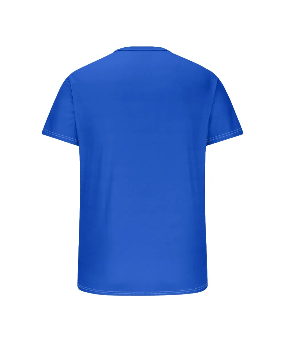 Big & Tall Men's Hawaiian Blue Patchwork Coconut Tree Print Henry Collar Button Short Sleeve T-Shirt sold by Biggmans product image thumbnail 5