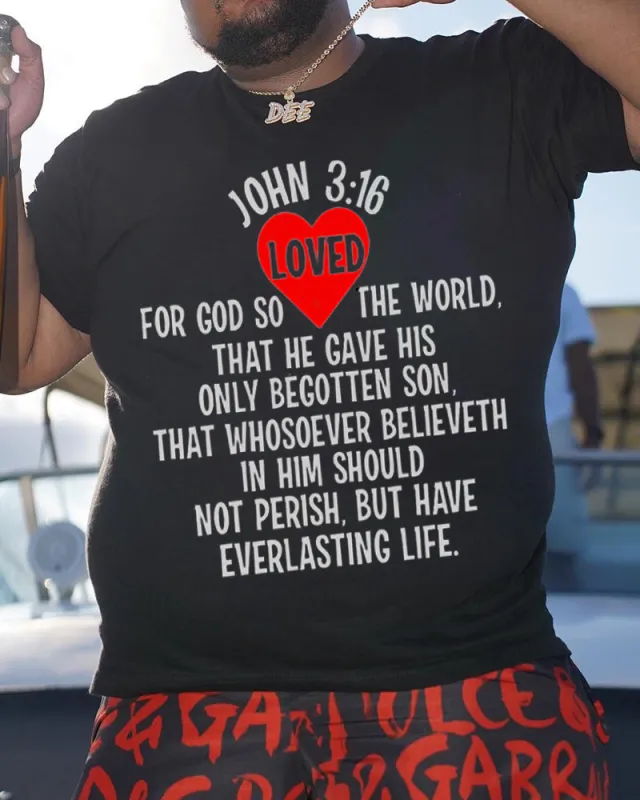 Men's Plus Size For God So Loved The World T-shirt sold by Biggmans