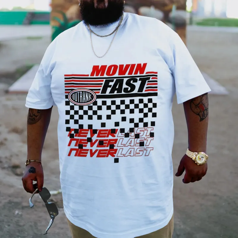 Plus Size White Movin Fast T-Shirt sold by Biggmans