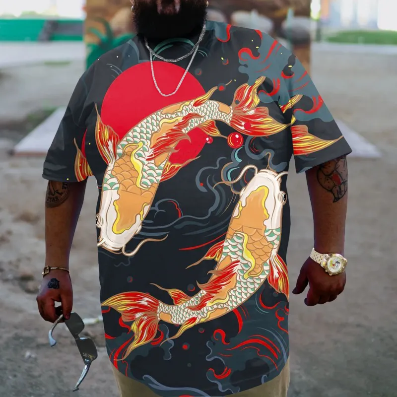 Men's Plus Size Goldfish Personalized Print T-Shirt sold by Biggmans