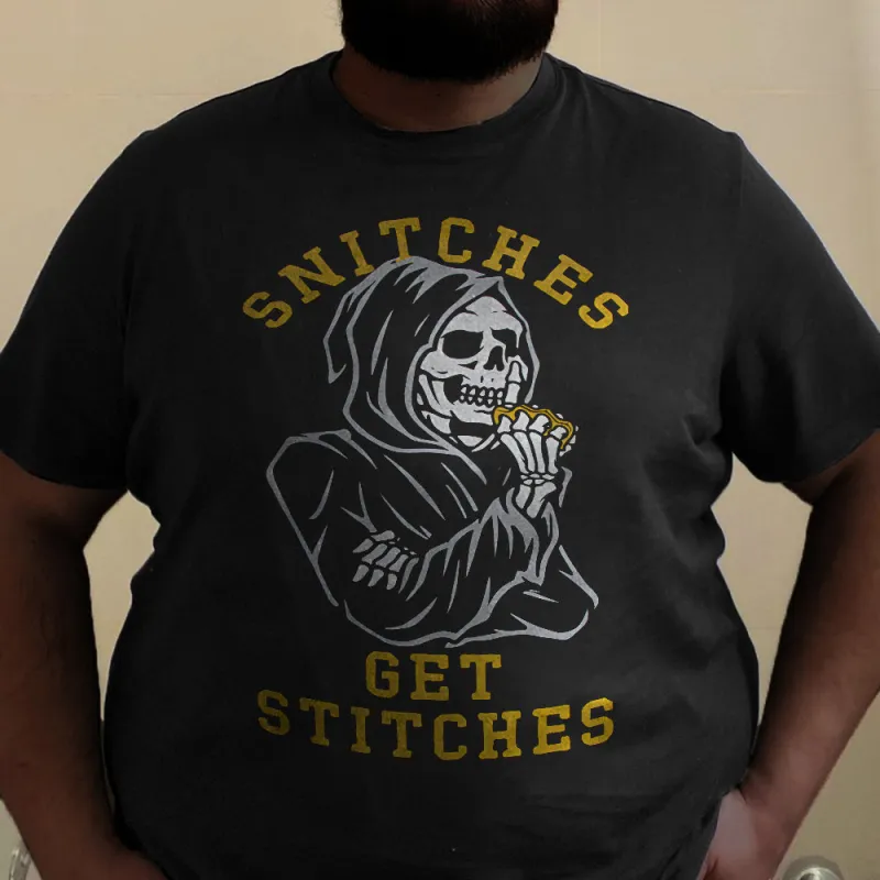 Snnitches Get Stitches T-Shirt sold by Biggmans
