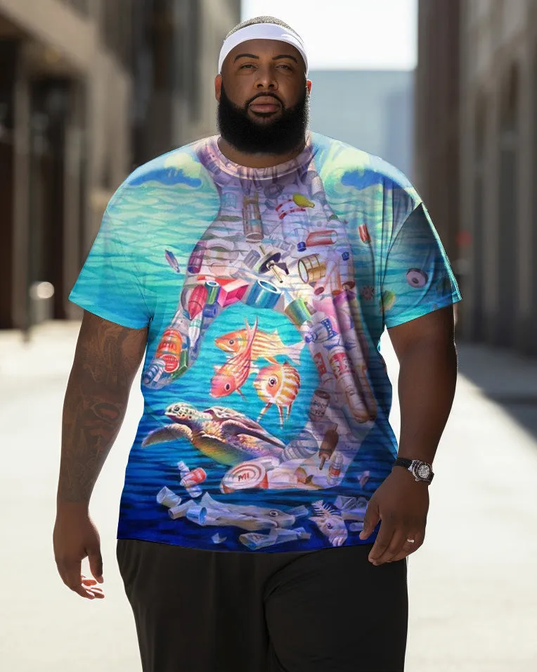 Men's Plus Size Stop Pollution And Protect The Ocean Short Sleeve T-Shirt sold by Biggmans