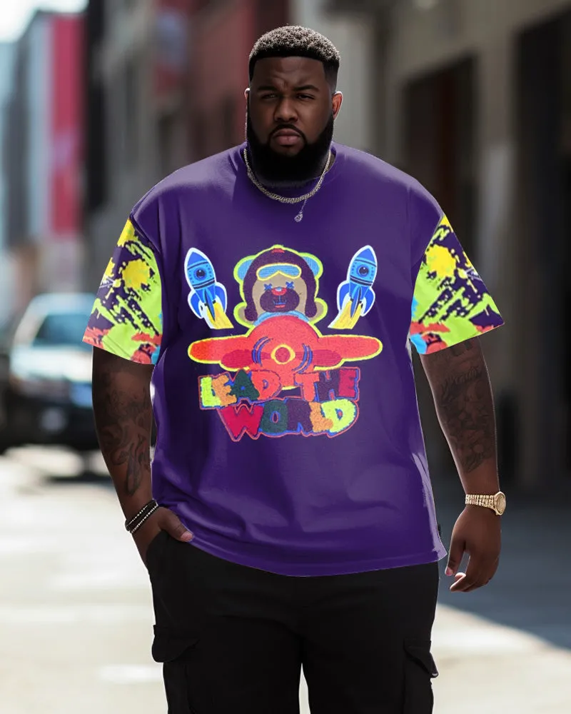 Men's Plus Size Street Rocket Graffiti Short Sleeve Round Neck T-Shirt sold by Biggmans
