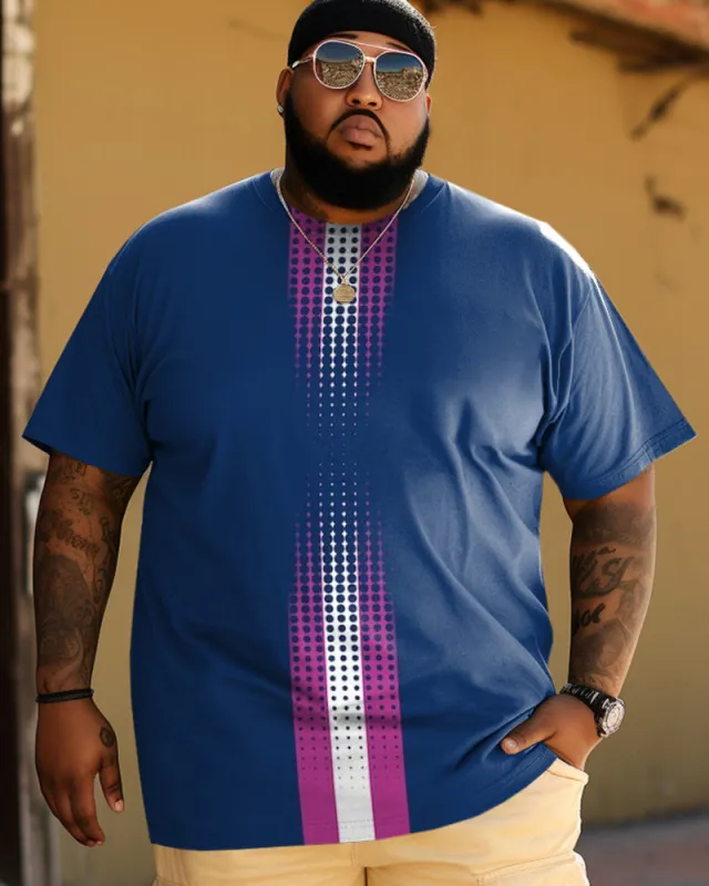 Men's Plus Size Artistic Blue Print Short Sleeve T-Shirt sold by Biggmans