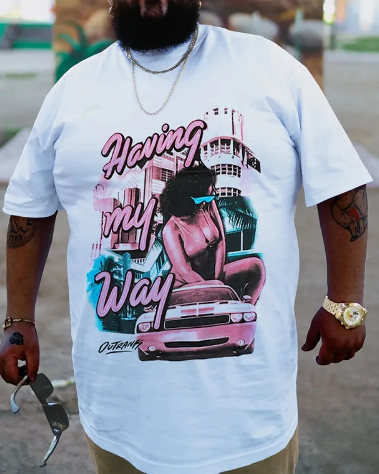 Plus Size White Haning My Way T-Shirt sold by Biggmans
