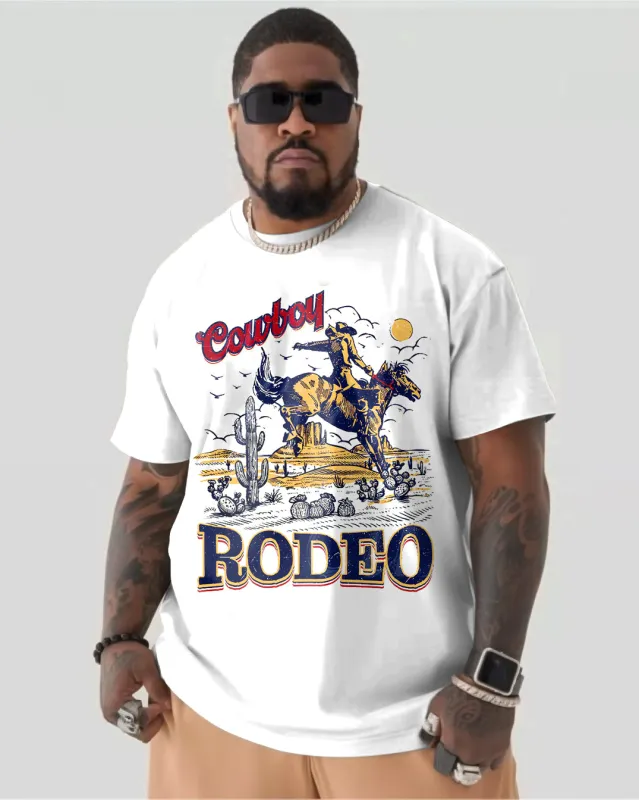 Cotton-color Pattern Printing Big Men's Short Sleeve T-shirt sold by Biggmans