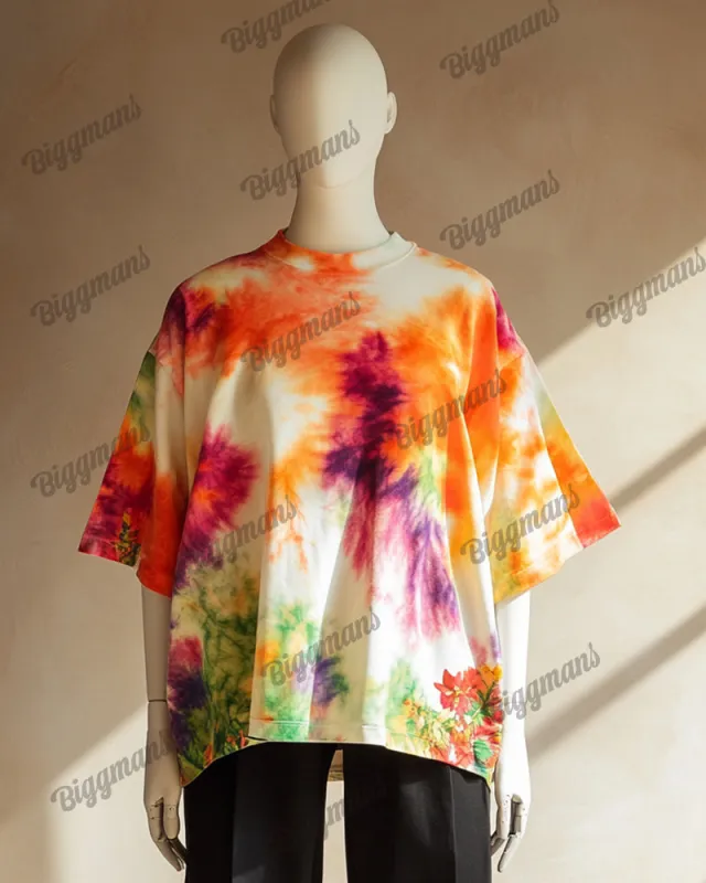 Tie-dye Print Oversized Women's Plus Size Short-sleeved T-shirt sold by Biggmans