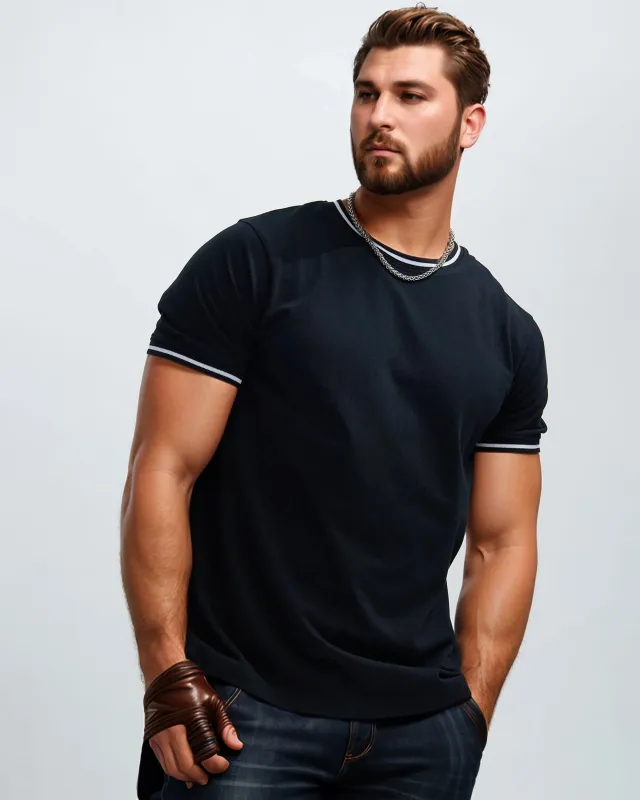 Simple Charcoal Black Men's Plus Size Short Sleeve T-Shirt sold by Biggmans
