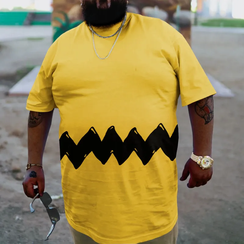 Yellow Men's Plus Size Sport Graffiti T-Shirt sold by Biggmans