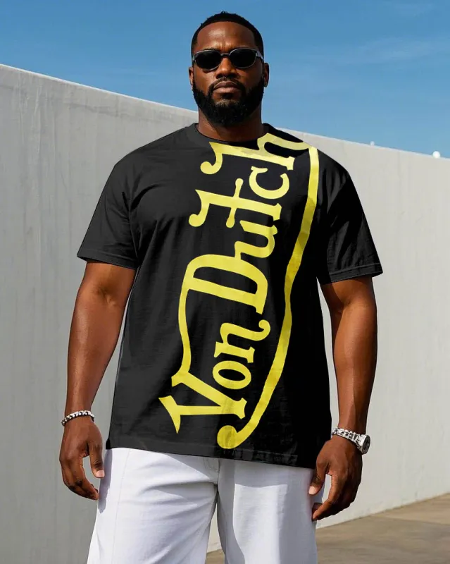 Men's Plus Size Black Dutch Print Short Sleeve T-Shirt sold by Biggmans