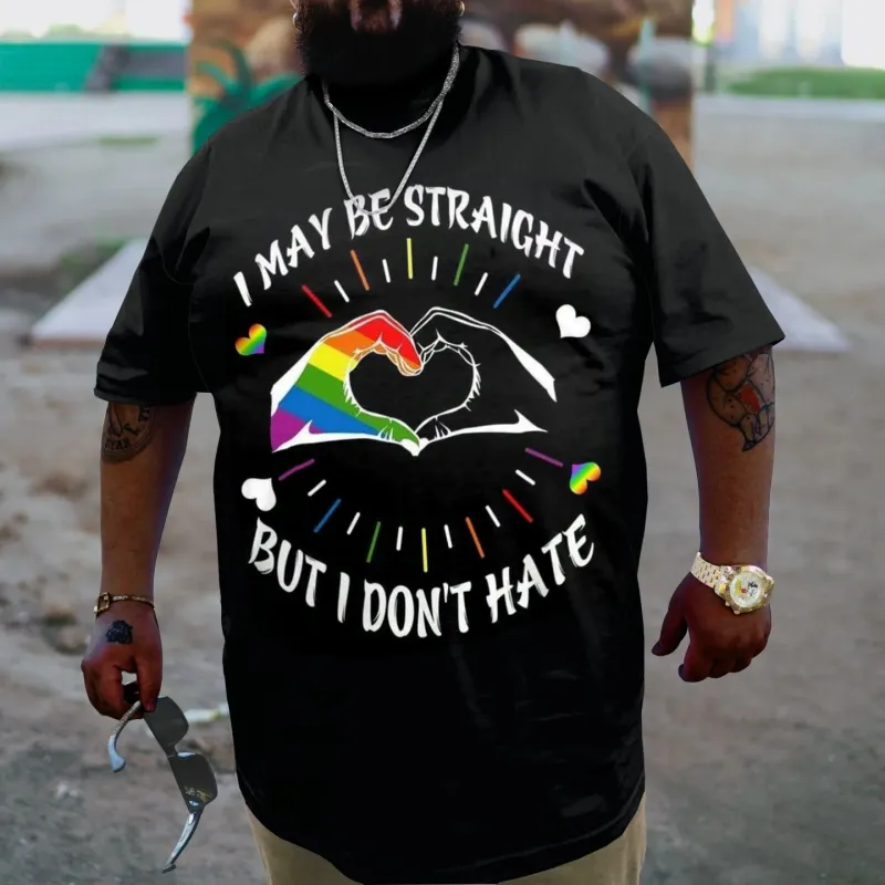 Men's Plus Size I May Be Straught But I Don’t Hate Rainbow Print T-Shirt sold by Biggmans