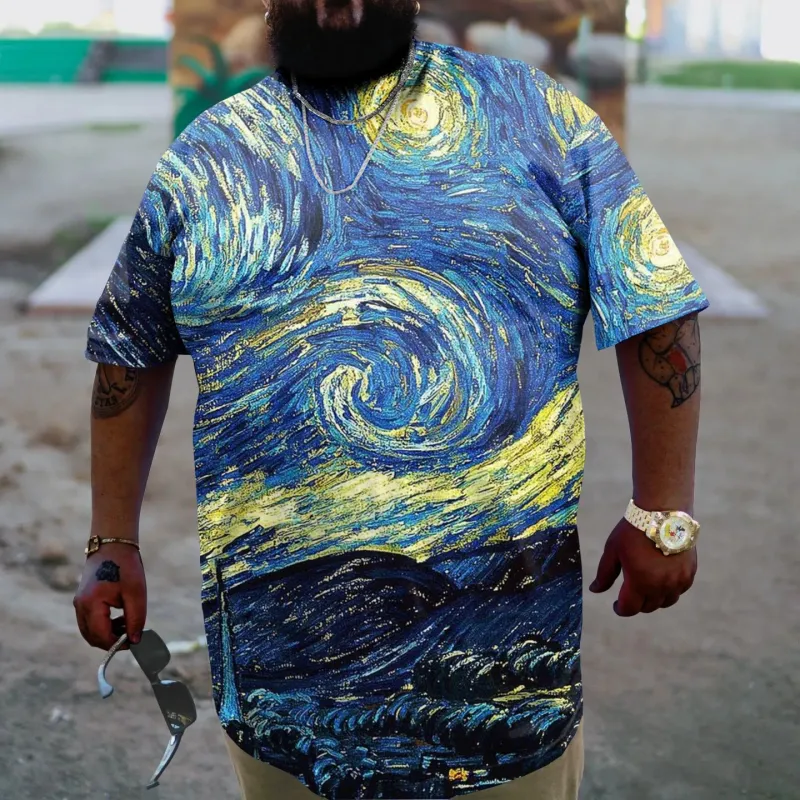 Men's Plus Size Star Print Short Sleeve T-Shirt sold by Biggmans