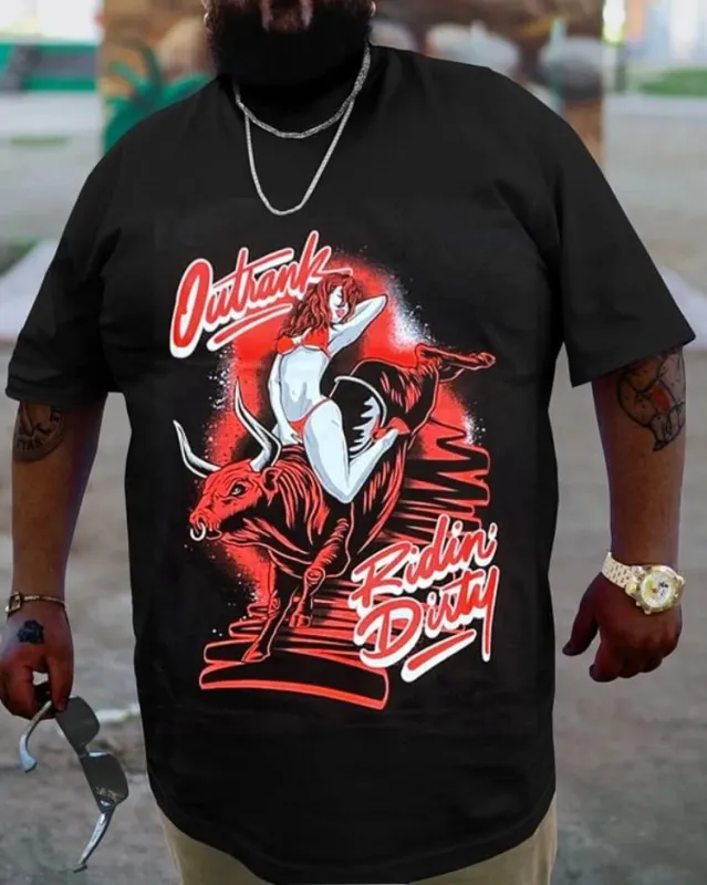 Plus Size Black Ridini Disty T-Shirt sold by Biggmans