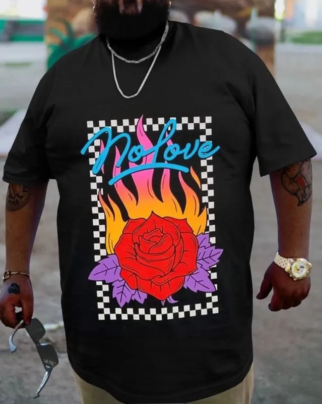 Plus Size Black No Love T-Shirt sold by Biggmans