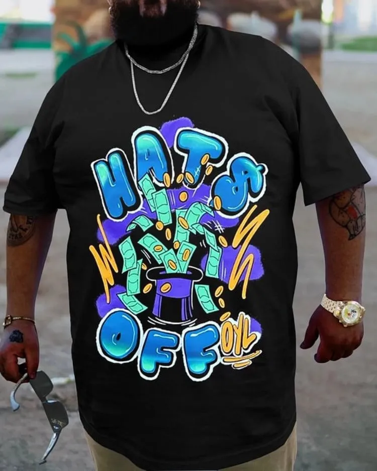 Plus Size Black Hats Off T-Shirt sold by Biggmans