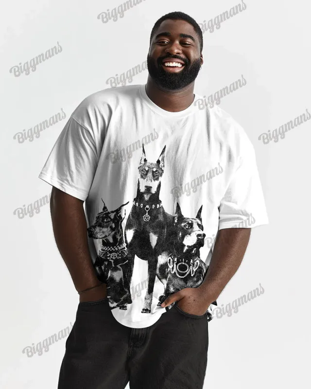 100% Cotton-Partner Dog Pattern Men's Loose Big & Tall Short Sleeve T-Shirt sold by Biggmans