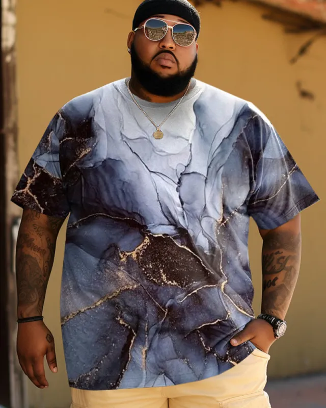 Men's Oversized Gradient Gold Print Short Sleeve T-Shirt sold by Biggmans