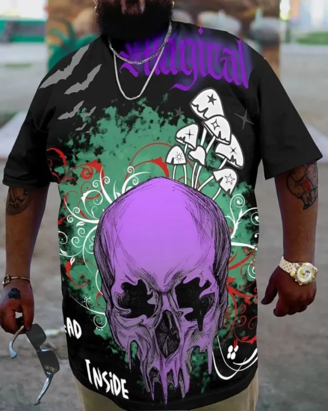 Gothic Plus Size Skull Tnside Casual T-Shirt sold by Biggmans