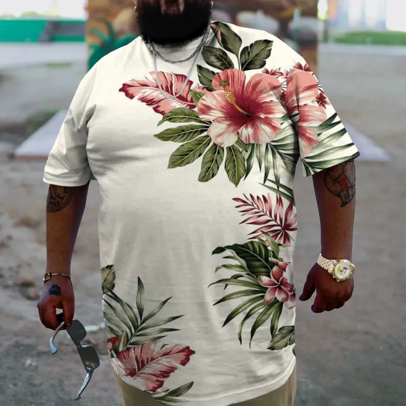 Men's Plus Size Statement Floral Print T-Shirt sold by Biggmans
