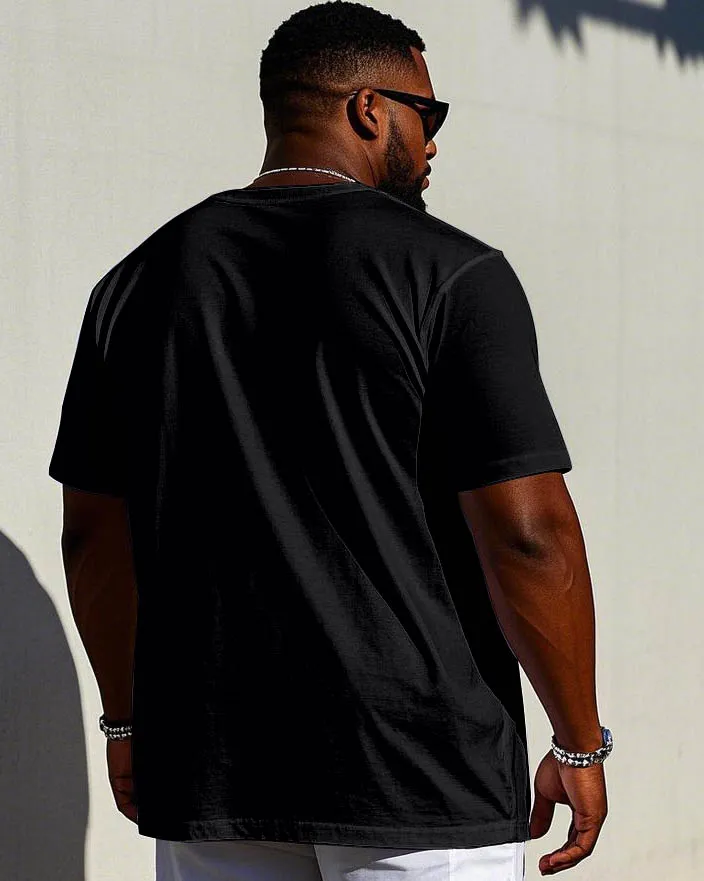 Men's Plus Size Black Hand-painted Graffiti Print Short-sleeve T-shirt sold by Biggmans product image thumbnail 2