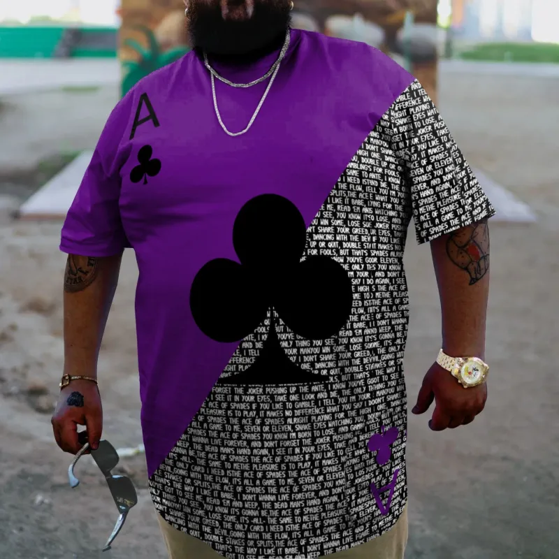 Men's Plus Size Poker Colorblock ACE T-Shirt sold by Biggmans