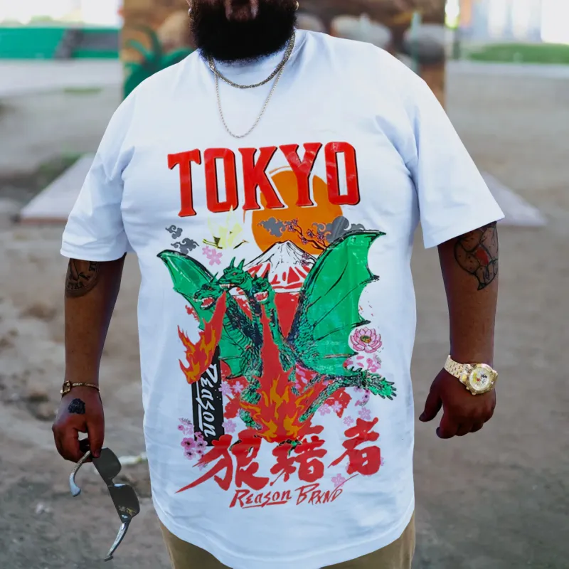 Plus Size White Tokyo T-Shirt sold by Biggmans